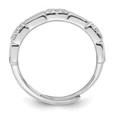 Sterling Silver Rhodium-plated Polished Pave CZ Squares Size 8 Adjustable Ring